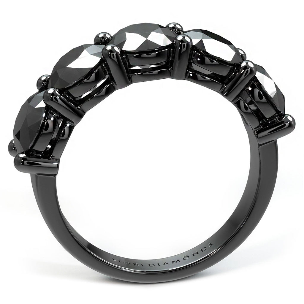 Silver Adjustable Black Stone Ring 